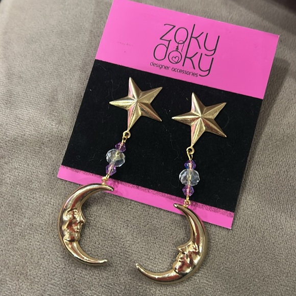 Handmade Stars & Moon With Crystal Earrings-Boutique - Picture 8 of 8